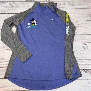 Champion Run Disney Mickey Quarter Zip Performance Pullover Top Jacket Women L